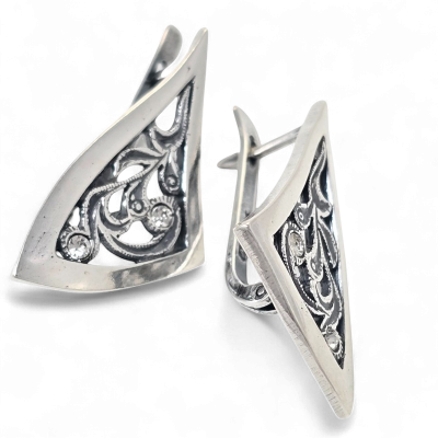 Silver earrings No. 1026